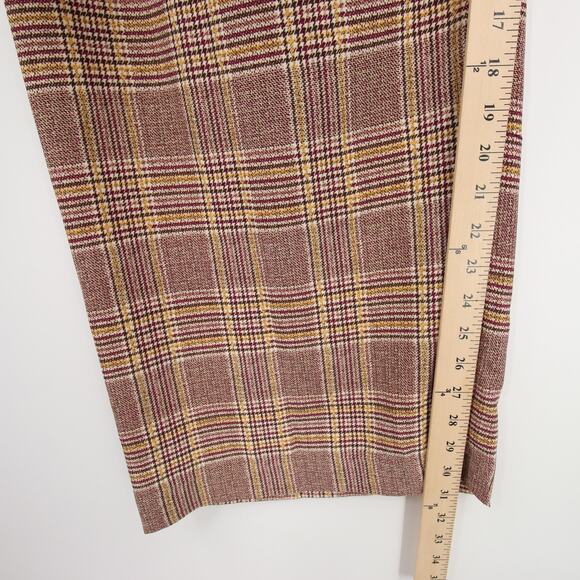 Vince Camuto Pants Tan Brown Tones Plaid Pleated Wide Leg Pants Size 18W - Picture 8 of 14